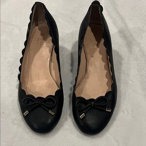 Kate Spade Black Scallop Edge Flats with Bow size 6.5